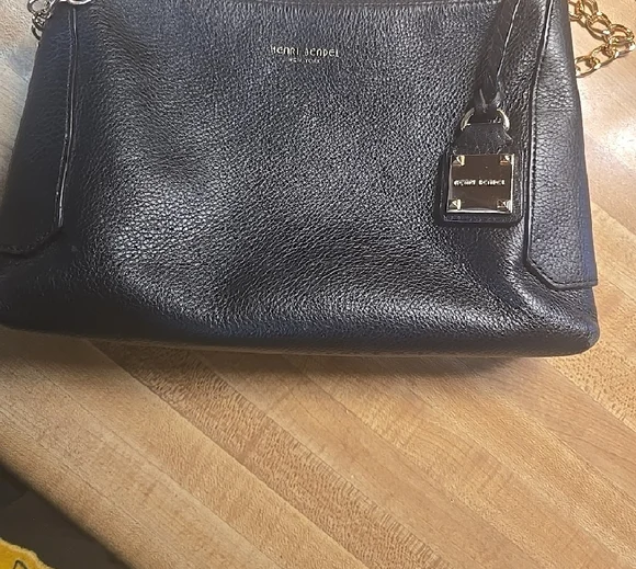 Henri Bendel Black Leather Crossbody Bag with Gold Chain - Picture 3 of 12